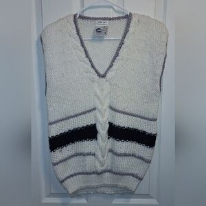 Vintage Sweater Vest White and Black V-Neck Knit